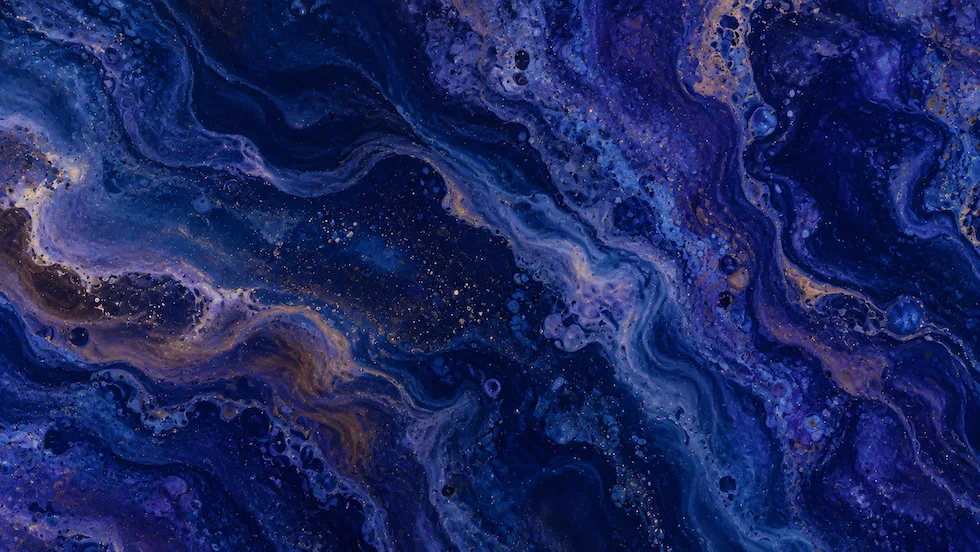 Illustration abstraite en dégradé bleu nuit, violet et or : analyse du rapport annuel ASF 2025 sur le financement d'équipement des entreprises et le crédit-bail en France - Leaseworld